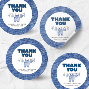 Sticker Rond Baby shower Baby Blue Jean