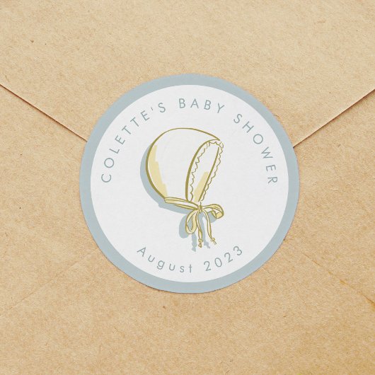 Sticker Rond Baby shower Baby Bonnet