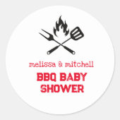 Sticker Rond Baby shower barbecue dessus de cupcake (Devant)
