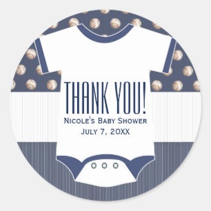 Sticker Rond Baby shower Baseball Thème Faveur