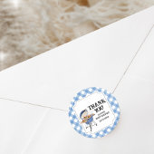 Sticker Rond Baby shower BBQ Burger Bleu