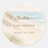 Sticker Rond Baby Shower beach coastal summer (Devant)