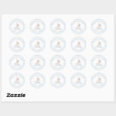 Sticker Rond Baby shower Bear Bleu Stripe (Feuille)