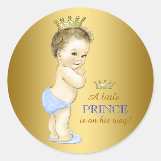 Sticker Rond Baby shower Bébé Blue Prince (Devant)