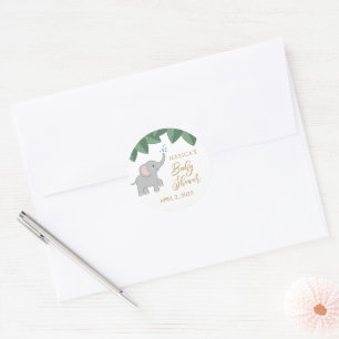 Sticker Rond Baby shower bébé éléphant mignon préférez les auto