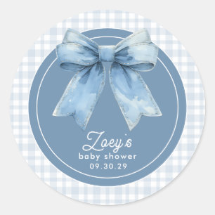 Sticker Rond Baby Shower Bébé en Jean Bleu