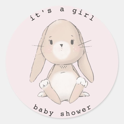 Sticker Rond baby shower bébé lapin (Devant)
