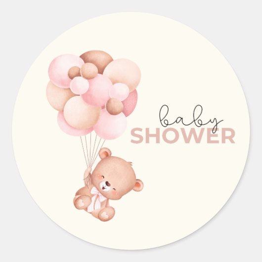 Sticker Rond Baby shower bébé ours en peluche (Devant)