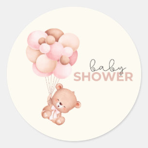 Sticker Rond Baby shower bébé ours en peluche