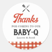 Sticker Rond Baby shower bébé Q Rustic Couples (Devant)