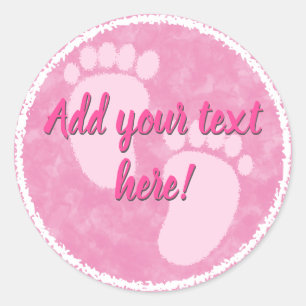 Sticker Rond Baby shower Bébé rose aquarelle personnalisée