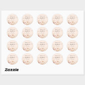 Sticker Rond baby shower beige rose pêche fleur sauvage (Feuille)