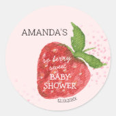 Sticker Rond Baby shower Berry Sweet Strawberry (Devant)