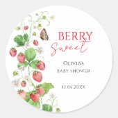 Sticker Rond Baby shower Berry Sweet Strawberry (Devant)