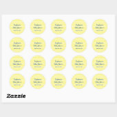 Sticker Rond Baby shower blanc bleu Pois jaune mignon (Feuille)