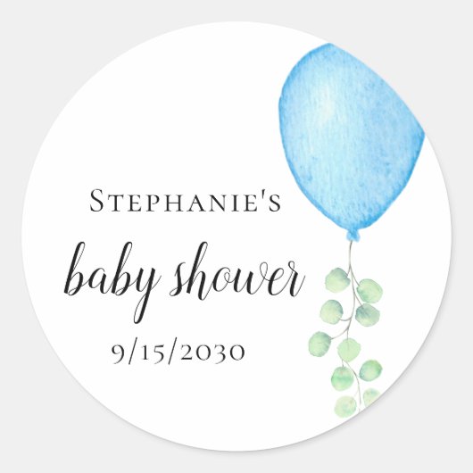 Sticker Rond Baby shower Bleu (Devant)