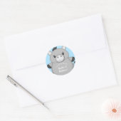 Sticker Rond Baby shower bleu âne (Enveloppe)