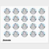 Sticker Rond Baby shower bleu âne (Feuille)