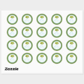 Sticker Rond Baby shower bleu Avocado mignon (Feuille)