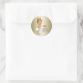 Sticker Rond Baby shower Bleu Bleu et Or (Sac)
