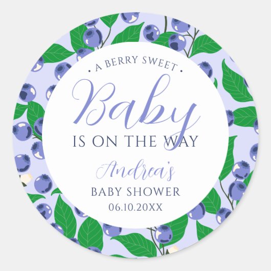 Sticker Rond Baby shower bleu bleuet doux (Devant)