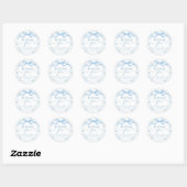 Sticker Rond Baby shower bleu Bow garçon (Feuille)