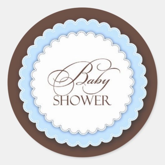 Sticker Rond Baby shower Bleu Brown (Devant)