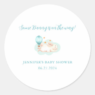 Sticker Rond Baby shower bleu Bunny Dreams