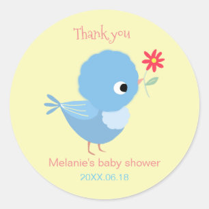 Sticker Rond Baby shower Bleu Cute Anniversaire Fête Favoriser
