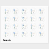 Sticker Rond Baby shower bleu Eucalyptus (Feuille)