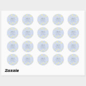 Sticker Rond Baby shower bleu Merci Jaune Étoiles Simple (Feuille)