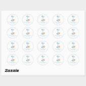 Sticker Rond Baby shower bleu ours garçon (Feuille)