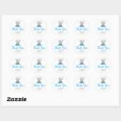Sticker Rond Baby shower bleu petit Prince Eléphant (Feuille)