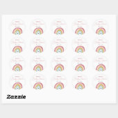 Sticker Rond Baby shower bleu rose arc-en-ciel (Feuille)