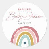 Sticker Rond Baby shower bleu rose arc-en-ciel (Devant)