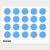 Sticker Rond Baby shower bleu simple minimaliste merci (Feuille)