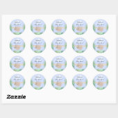 Sticker Rond Baby shower bleu Sloth (Feuille)