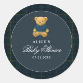 Sticker Rond Baby shower bleu Teddy Bear (Devant)