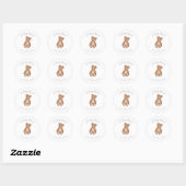 Sticker Rond Baby shower bleu Teddy Bear classique (Feuille)