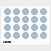 Sticker Rond Baby shower bleu très simple merci (Feuille)