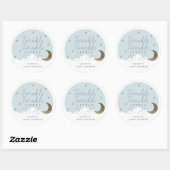Sticker Rond Baby shower bleu Twinkle Little Star (Feuille)