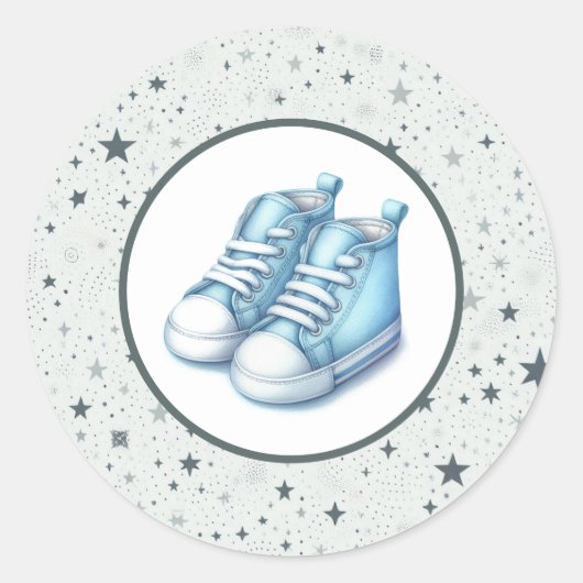 Sticker Rond Baby shower Blue Baby High Tops (Devant)