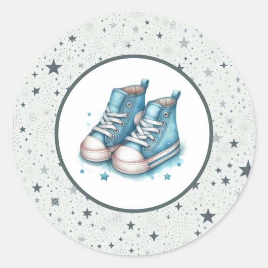 Sticker Rond Baby shower Blue Baby High Tops (Devant)