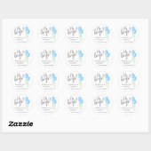 Sticker Rond Baby shower Blue Balloon Twins Couples (Feuille)