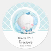 Sticker Rond Baby shower Blue Elephant Boy (Devant)