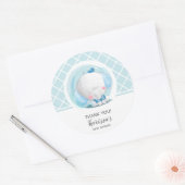 Sticker Rond Baby shower Blue Elephant Boy (Enveloppe)