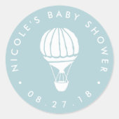 Sticker Rond Baby shower Blue Hot Air Balloon (Devant)