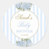Sticker Rond Baby shower Blue Hydrangea (Devant)
