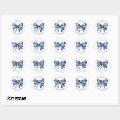 Sticker Rond Baby shower Blue Jean Denim Bow (Feuille)