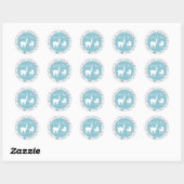 Sticker Rond Baby shower Blue Llama Boy (Feuille)